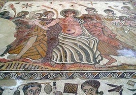 Mosaico romano en la villa de Santa Cruz.