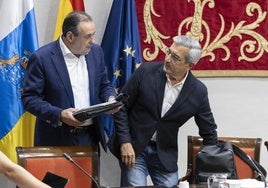 Blas Trujillo y Román Rodríguez, este viernes en la comisión de investigación.