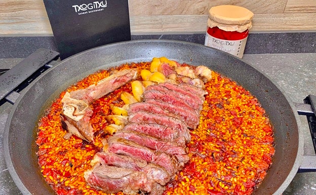 Receta de arroz de txuleta y piquillos