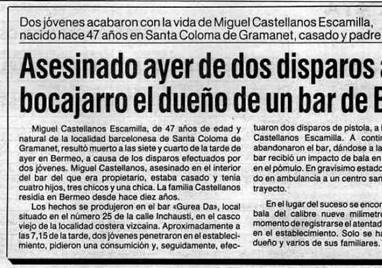 Uno de los titulares sobre su muerte, publicado al día siguiente.