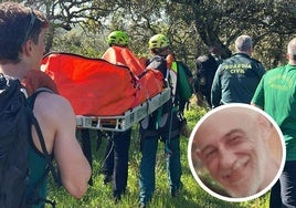 Momento en el que la Guardia Civil rescata a Luis Fernández; a la derecha, su imagen.