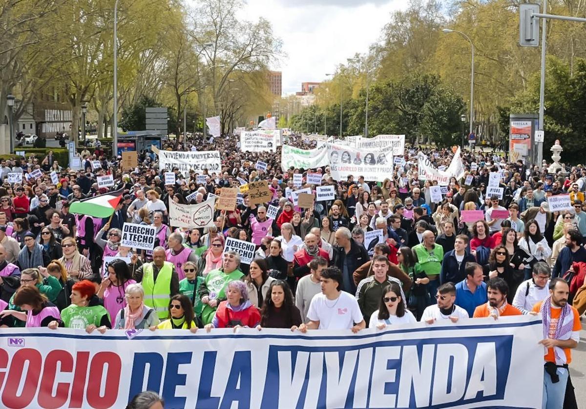 Una de las manifestaciones celebradas el sábado en muchas localidad españolas pra reclamar una solución al problema de la vivienda.