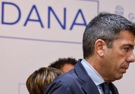 El presidente Carlos Mazón en el acto de nuevas ayudas por la dana.