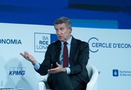 Alberto Núñez Feijóo durante su intervención este martes en la reunión anual del Cercle d'Economía.