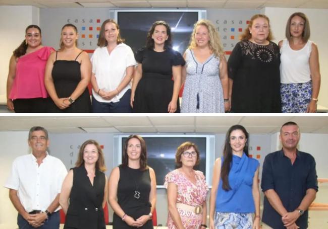 Jurado infantil (arriba) y adulto (abajo) encargado de elegir a la bellea del foc de Alicante.