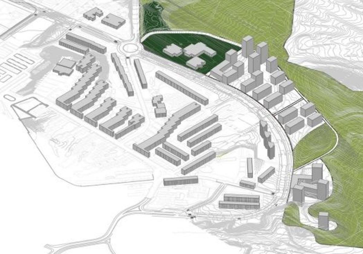 Distribución de viviendas y zonas verdes del nuevo barrio de Alicante en Lomas de Garbinet.